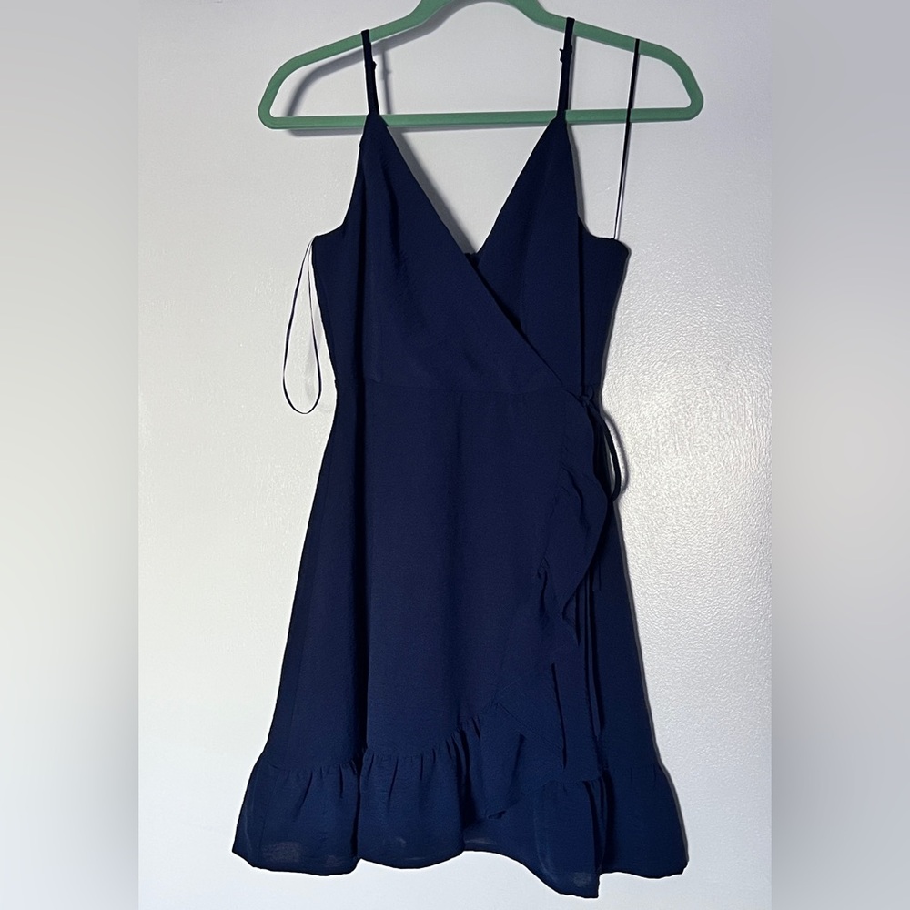Altar'd State Navy Wrap Ruffle Mini Dress - Picture 9 of 12